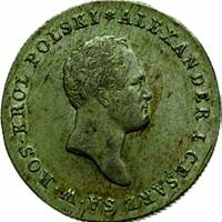 (1833, KG, голова в венке) Монета Польша 1833 год 5 злотых   Серебро Ag 868  VF